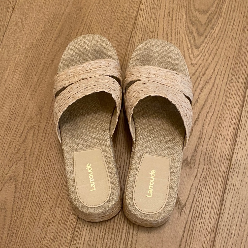 Larroude Woven Platform Sandals